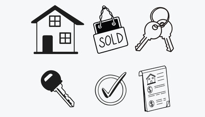 Real Estate For Sale Icon – Minimal House Sale Outline Vector