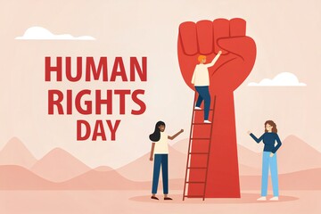 People celebrate human rights day with a powerful symbol of unity and progress.