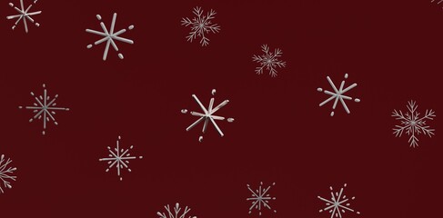 Christmas snowflakes abstract on red background. Suitable for holiday season, greeting cards, decorations, winter patterns,