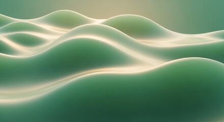 Abstract green organic fluid surface with soft light and shadows