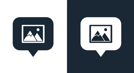 Picture message speech bubble graphic icon - Blue icon vector - Vector icon symbol for website - Icon vector