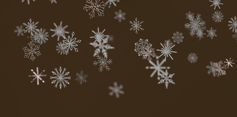 Abstract brown background with a pattern of snowflakes. Perfect for Christmas, winter holidays, season concepts. Use it for