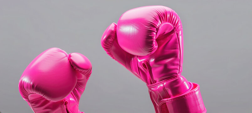 Pink boxing gloves representing breast cancer awareness fight
