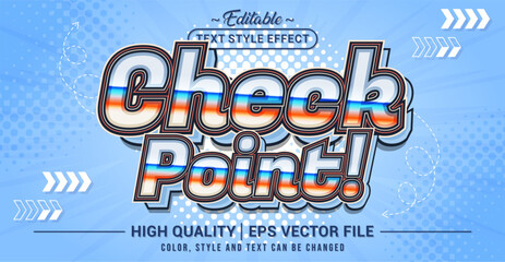 Editable text effect vector “Check Point” with a bold, modern, and dynamic style, perfect for gaming events, mission goals, checkpoints, and digital interfaces.