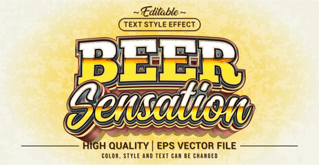 Editable text effect vector “Beer Sensation” with a fun, bold, and refreshing style, perfect for bar events, pub promotions, festival posters, and beverage branding.