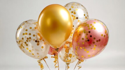 Golden and rose gold balloons celebrating a festive event