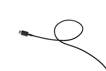 USB Type-C cable isolated on a transparent PNG. Ideal for concepts related to business technology,...