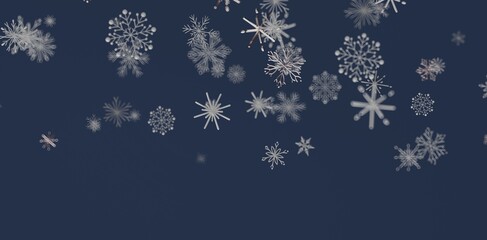 Abstract design with falling snowflakes over a dark blue backdrop creates a cool winter mood. Perfect for holiday greetings © vegefox.com