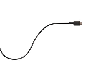 USB Type-C cable isolated on a transparent PNG. Ideal for concepts related to business technology,...