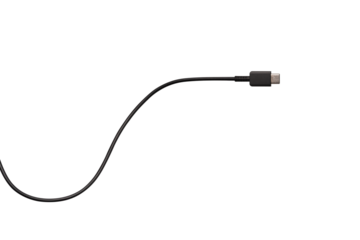 USB Type-C cable isolated on a transparent PNG. Ideal for concepts related to business technology, data transfer, connectivity and fast charging for modern devices.