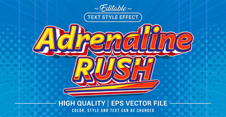 Editable text effect vector “Adrenaline Rush”, styled with bold energetic vibes to amplify speed, intensity, and excitement for action-packed visual themes.