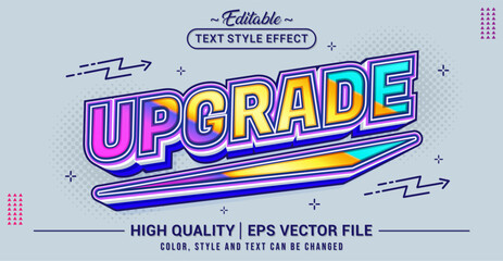 Editable text effect vector “Upgrade”, designed to express improvement, elevation, and modern progress with a clean, bold, and futuristic text style.