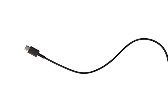 USB Type-C cable isolated on a transparent PNG. Ideal for concepts related to business technology, data transfer, connectivity and fast charging for modern devices.
