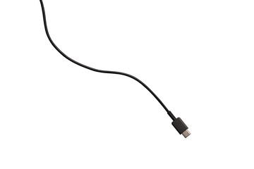 USB Type-C cable isolated on a transparent PNG. Ideal for concepts related to business technology,...