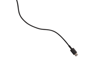 USB Type-C cable isolated on a transparent PNG. Ideal for concepts related to business technology, data transfer, connectivity and fast charging for modern devices.