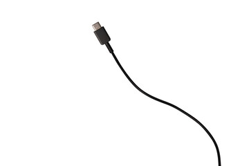 USB Type-C cable isolated on a transparent PNG. Ideal for concepts related to business technology, data transfer, connectivity and fast charging for modern devices.