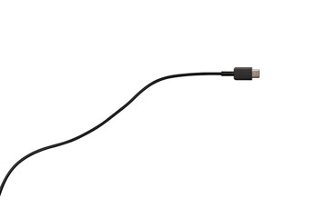 USB Type-C cable isolated on a transparent PNG. Ideal for concepts related to business technology, data transfer, connectivity and fast charging for modern devices.