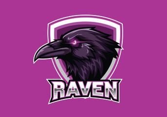 Cool raven gaming logo design fierce bird mascot - Gaming logo - Gaming Mascot - esport mascot vector illustration