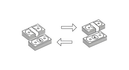 Dollar and euro exchange currency transaction for international business and finance concept