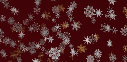 Abstract snowflake pattern on maroon background, perfect for winter, Christmas, and holiday designs. Ideal for seasonal greetings and