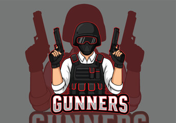 Gaming logo featuring a character holding guns - Gaming logo - Gaming Mascot - esport mascot vector illustration