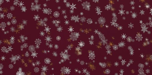 Abstract design of snowflakes against a burgundy background. Perfect for Christmas backgrounds, winter holiday graphics, and seasonal