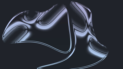 Abstract metallic liquid waves with chrome reflections on a sleek surface
