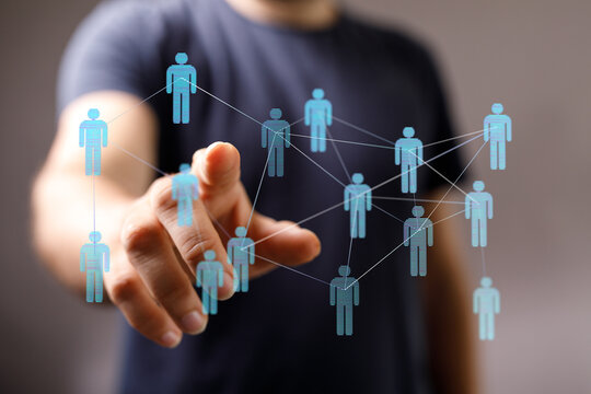 Concept of digital networking and global communication, human connection, collaboration and technology. Illustr