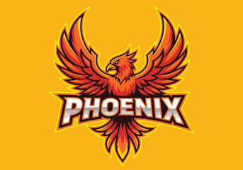 Fiery phoenix gaming logo design for esports teams - Gaming logo - Gaming Mascot - esport mascot vector illustration