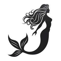 swimming mermaid. silhouette