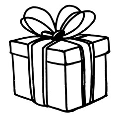 Drawing of a gift box with a ribbon and bow