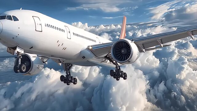 Skyward Voyage: Modern Jetliner Soaring Above Clouds