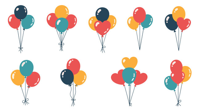 A collection of colorful balloons symbolizing celebration and joy for parties and special occasions.