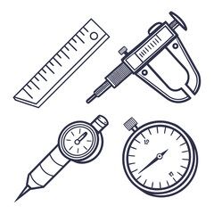Set of measuring instruments isolated on for precision work