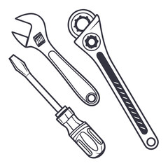 Set of hand tools isolated on, vector illustration