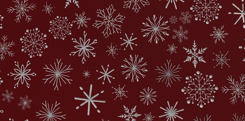 Festive background with detailed snowflake design on a rich burgundy color, perfect for Christmas, winter holiday themed pro
