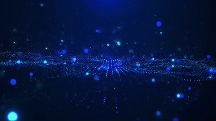 Digital Data Stream: A mesmerizing visualization of digital data streams, with luminous particles dancing across a deep blue backdrop, symbolizing the flow of information in the digital age. 