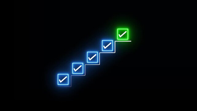 Checklist and task progress tracking concept on black background for improvement, productivity, goal setting, and efficient project management.