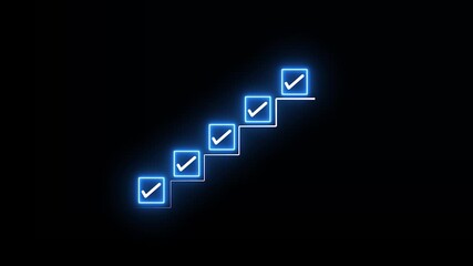 Checklist and task progress tracking concept on black background for improvement, productivity, goal setting, and efficient project management.