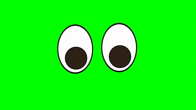 Animation or computer graphics of a winking eye on a green chromakey background for insertion