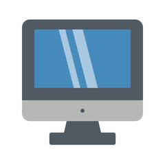 Flat Vector Computer Monitor Display Screen Device Technology Digital Desktop isolated white background