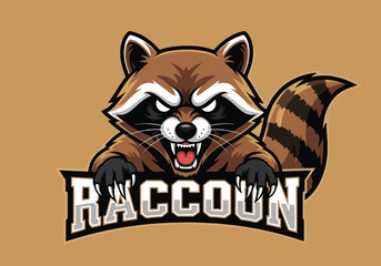 Fierce raccoon gaming logo mascot art - Gaming logo - Gaming Mascot - esport mascot vector illustration