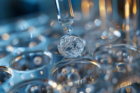 Pipette dropping stem cells into petri dish for scientific research - Powered by Adobe