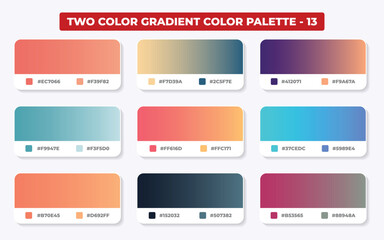 Nine diverse twocolor gradient color palettes 