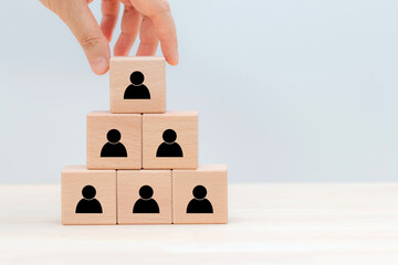 Human resources (HR) and corporate hierarchy concept represented by icon. Choose a new leader of teamwork.
