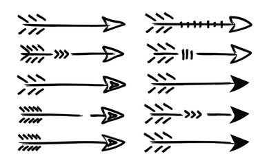 Hand drawn arrow clipart black doodle arrows sketch arrow set for stickers and design