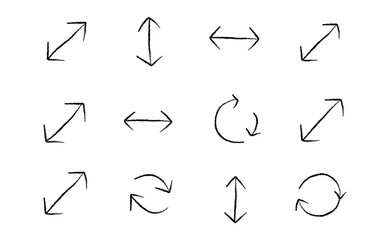 Hand drawn sketch arrows minimal doodle icons for digital design