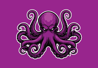 Intense purple octopus gaming logo design graphic - Gaming logo - Gaming Mascot - esport mascot vector illustration