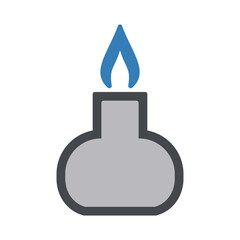 Flat Vector Bunsen Burner Lab Equipment, Science Tool Experiment Heat Source Fire Chemistry Flame, Isolated white background