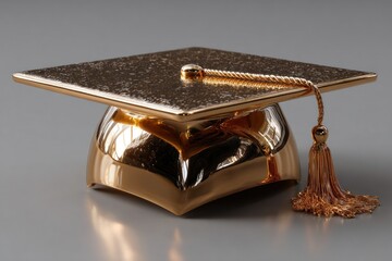 Golden graduation hat cap education achievement success. For education, graduation, success, achievement, celebration, learning, academic content.